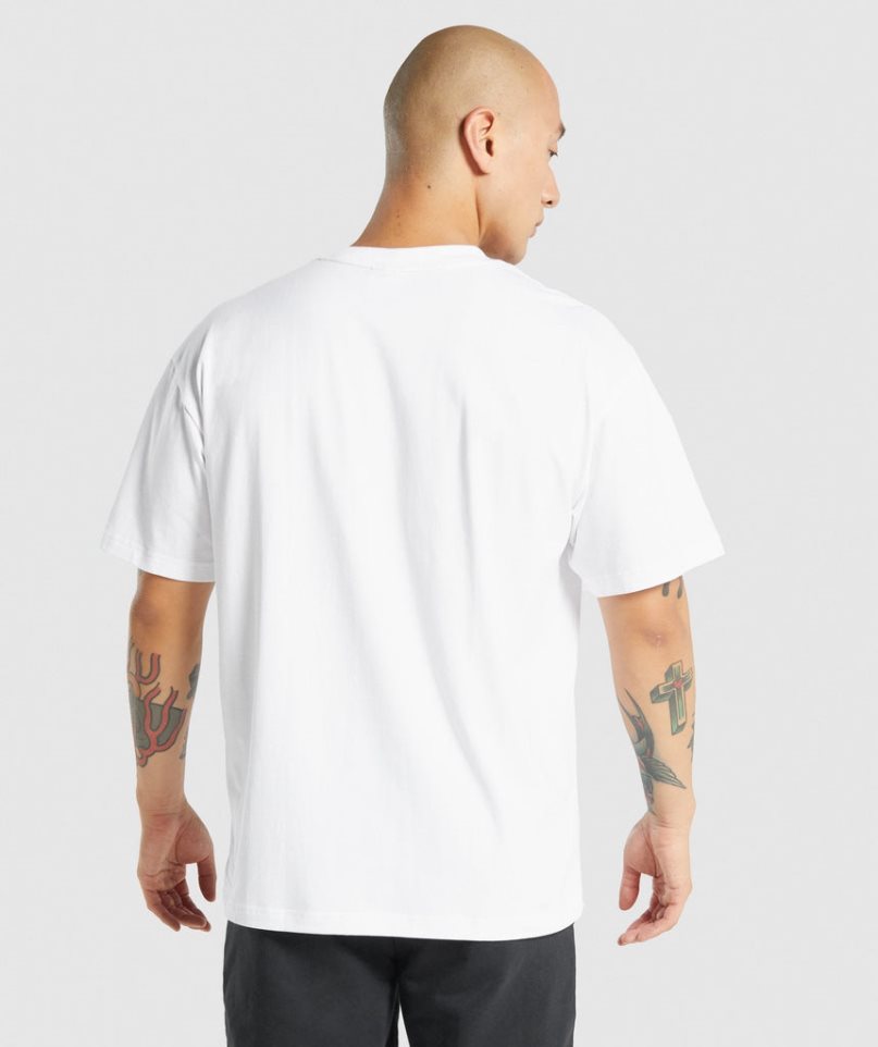 Men's Gymshark Essential Oversized T-Shirts White | CA 0D1NA8